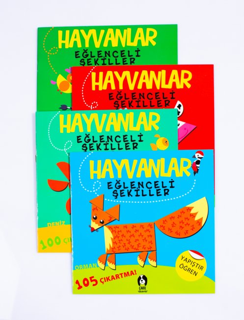 Set Hayvanlar Eğlenceli Şekiller - 4 Kitap